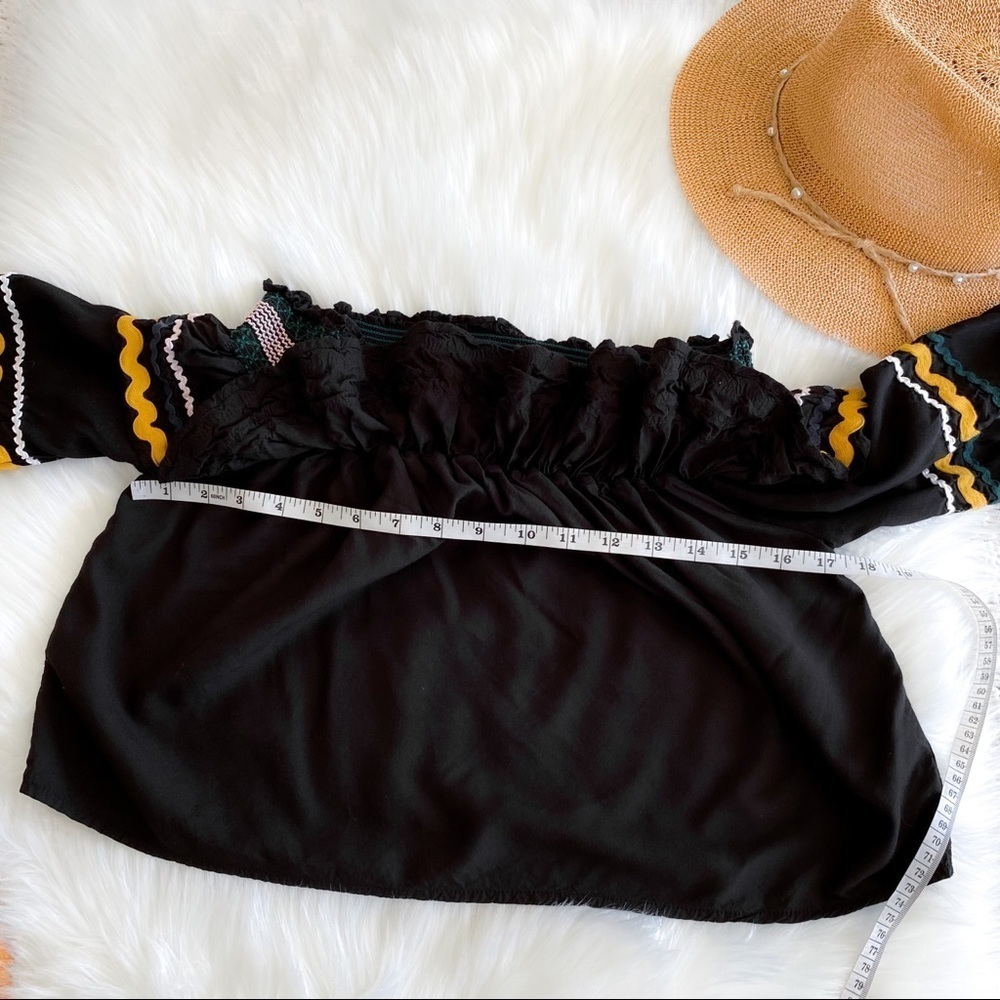 Red Carter Ric Rac Off The Shoulder Cropped Crop Top Paloma Ruffle Embroidered - Picture 11 of 14